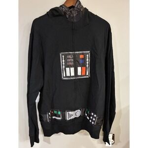 Star Wars Hoodie Mens L Large Black Darth Vader Full Zip Costume Cosplay Graphic